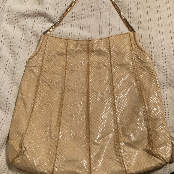 Vintage snake skin beige shoulder bag in (excellent condition) by Judith Lieber - Picture 1 of 4